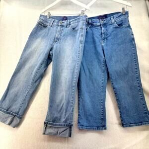 2 Pairs of NYDJ Not Your Daughters Jeans Denim Stretch Capri Pants size 6